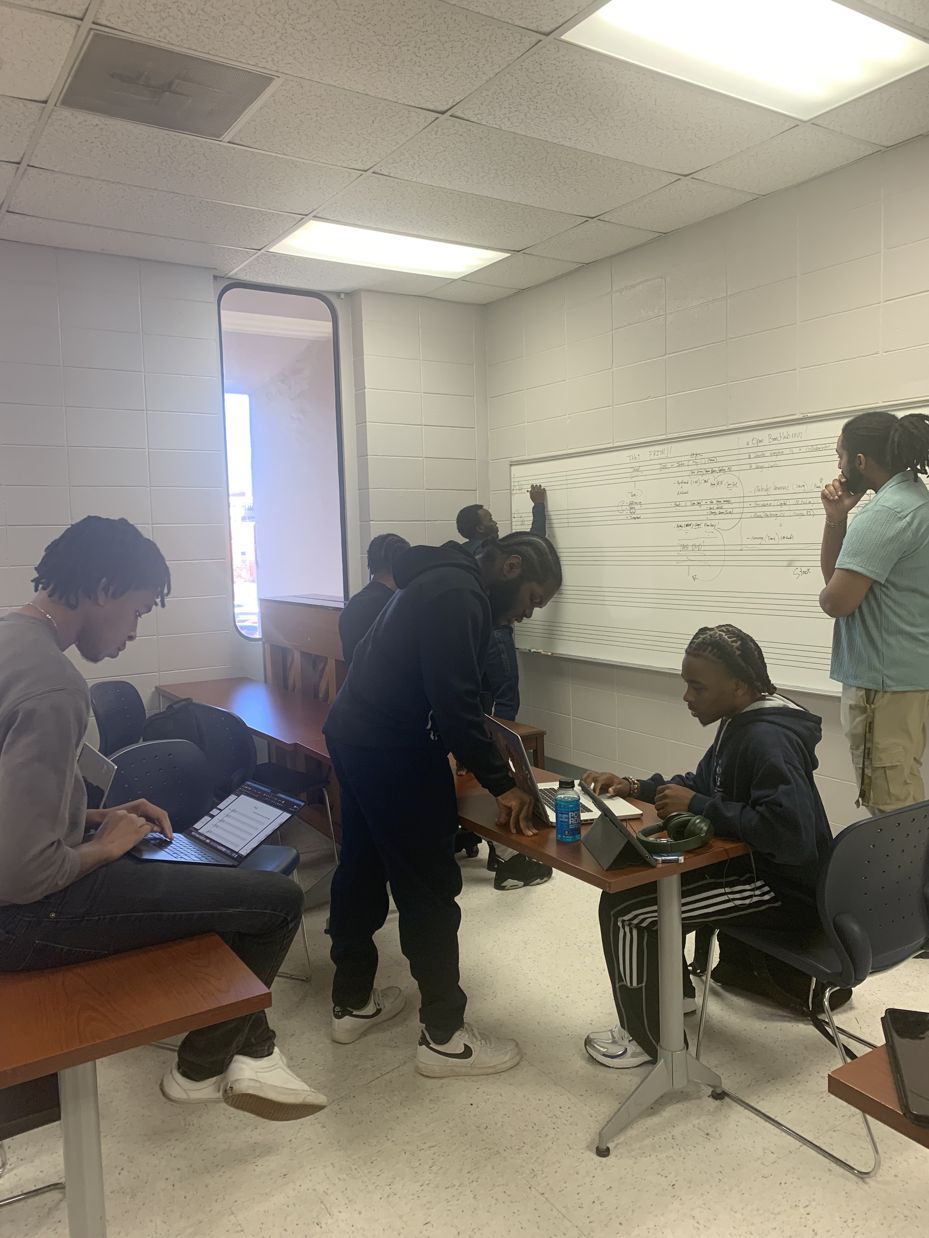 Students in music class